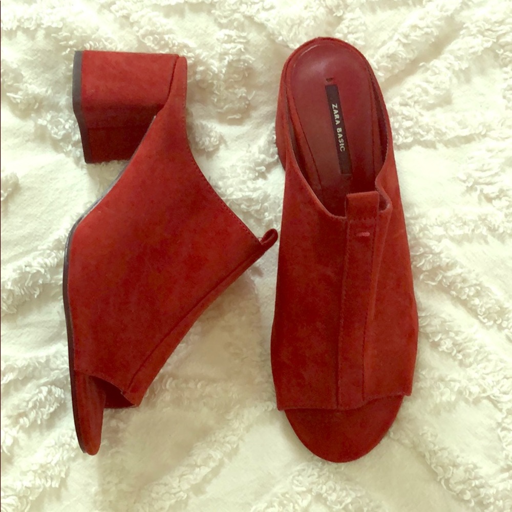 ZARA Basic red suede heels